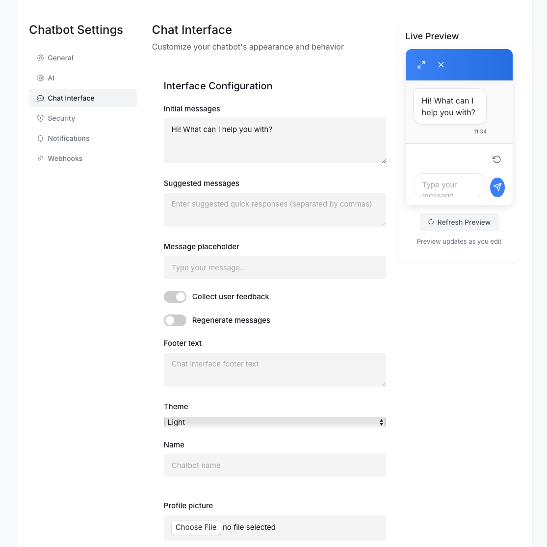 Visual Customization Interface