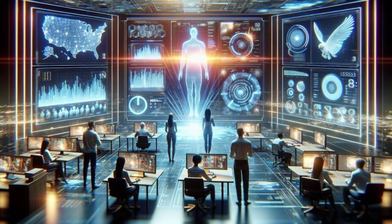 AI analyzing Super Bowl LIX game data in a futuristic setting